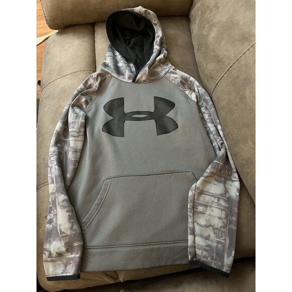 UNDER ARMOUR HOODIE GRAPHIC BOYS LOOSE FIT CONTRAST SLEEVES Youth Size Médium - Picture 1 of 7